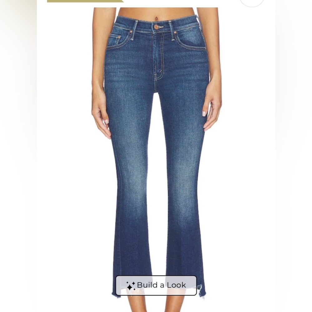 MOTHER Insider crop step fray Dark Blue Cropped Frayed-Hem Jeans/ great cond